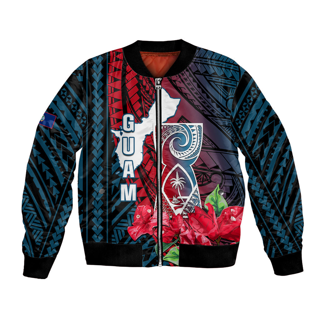 Guam Bomber Jacket Latte Stone Mix Bougainvillea Polynesian Pattern LT05