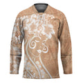 Polynesian Women's Day Hockey Jersey Brown Hibiscus Flowers With Polynesian Pattern LT05