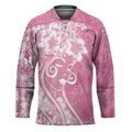 Polynesian Women's Day Hockey Jersey Pink Hibiscus Flowers With Polynesian Pattern LT05