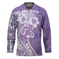Polynesian Women's Day Hockey Jersey Purple Hibiscus Flowers With Polynesian Pattern LT05