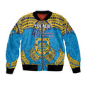 Personalised Tuvalu Independence Day Bomber Jacket Coat Of Arms With Polynesian Dolphin Tattoo LT05