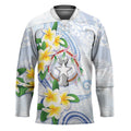 Northern Mariana Islands Chamorro Hockey Jersey Plumeria Curves Style White Version LT05
