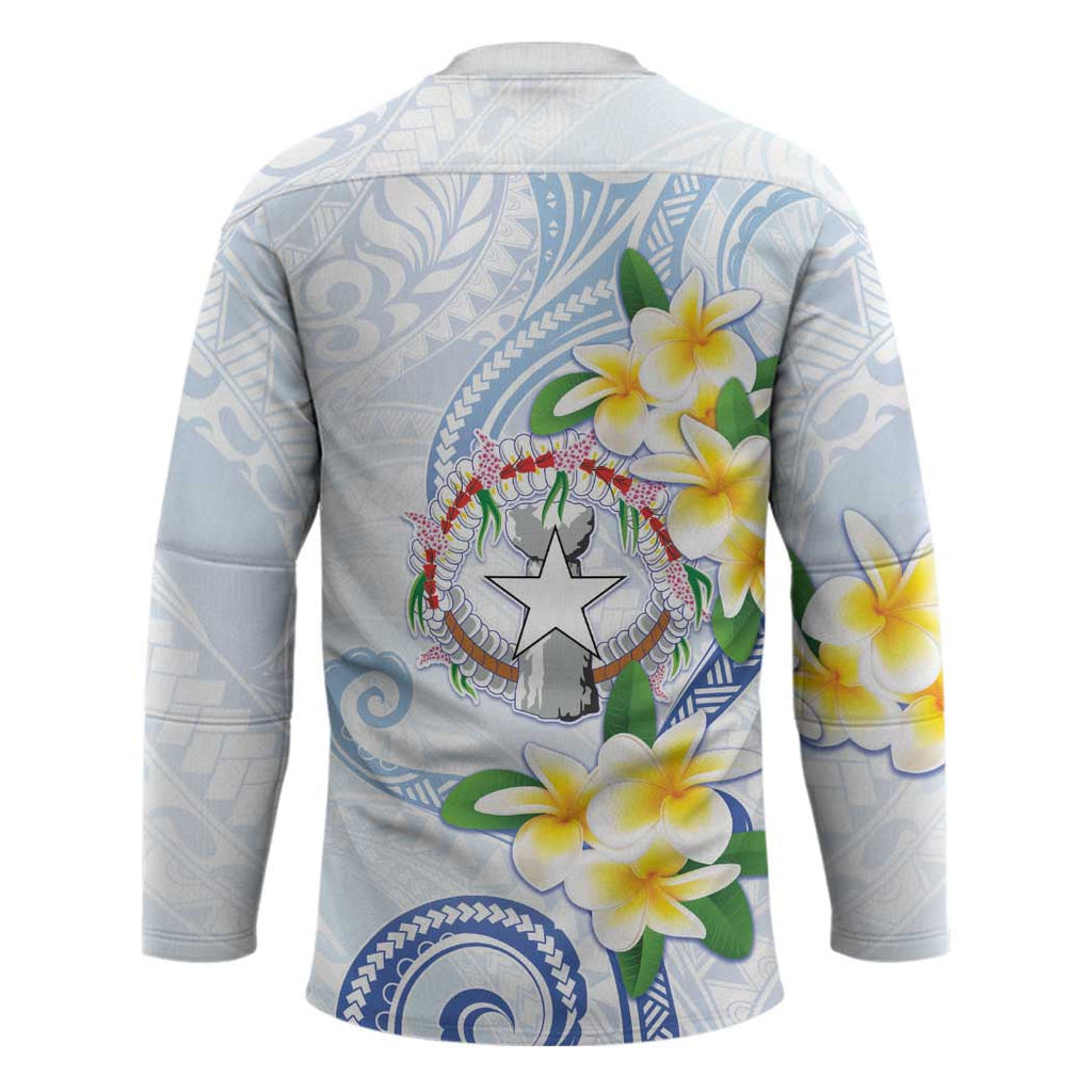 Northern Mariana Islands Chamorro Hockey Jersey Plumeria Curves Style White Version LT05
