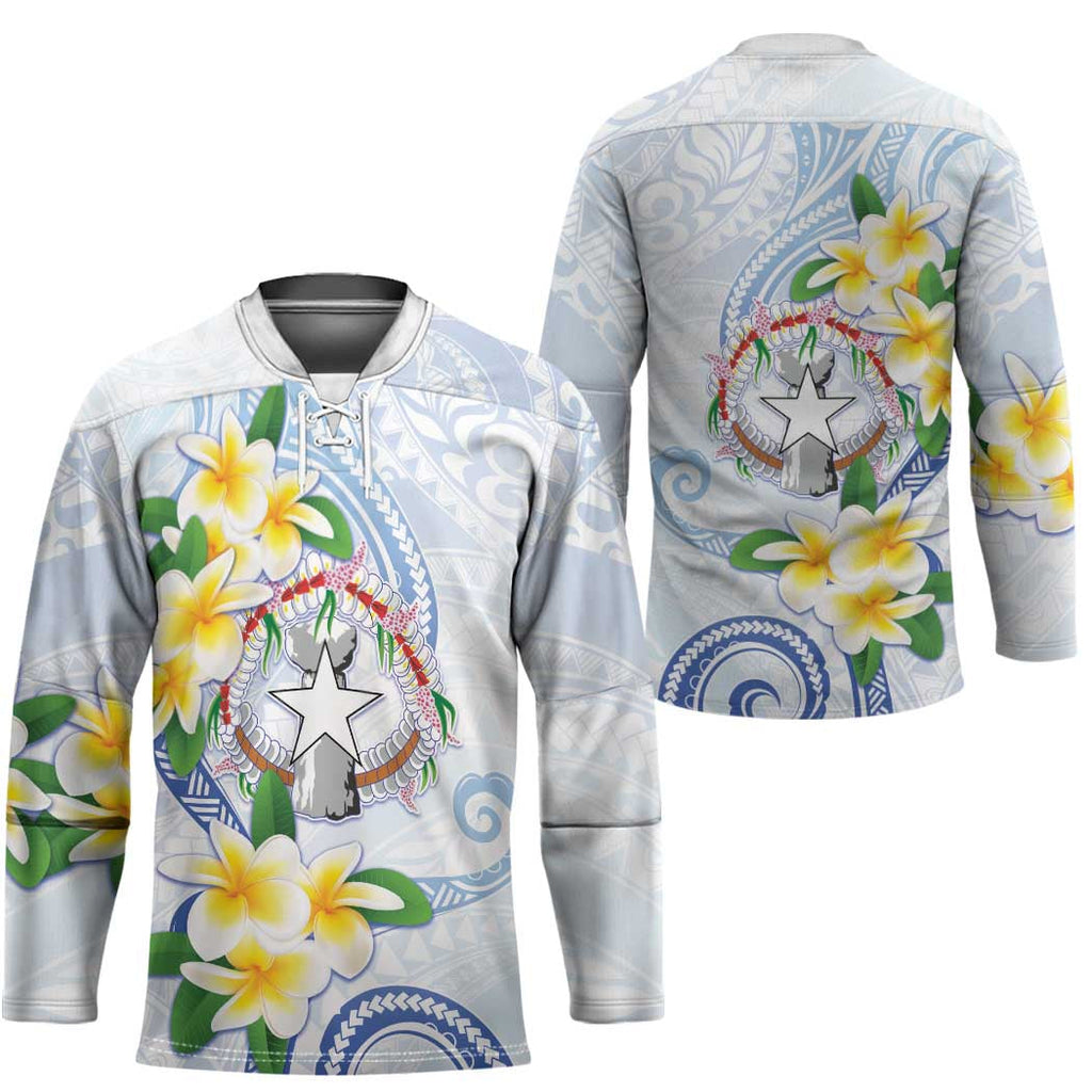 Northern Mariana Islands Chamorro Hockey Jersey Plumeria Curves Style White Version LT05