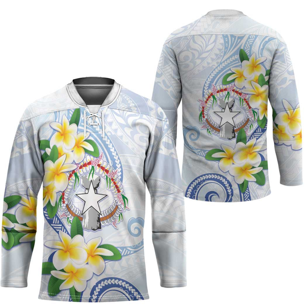 Northern Mariana Islands Chamorro Hockey Jersey Plumeria Curves Style White Version LT05