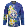 Northern Mariana Islands Chamorro Hockey Jersey Plumeria Curves Style Navy Version LT05