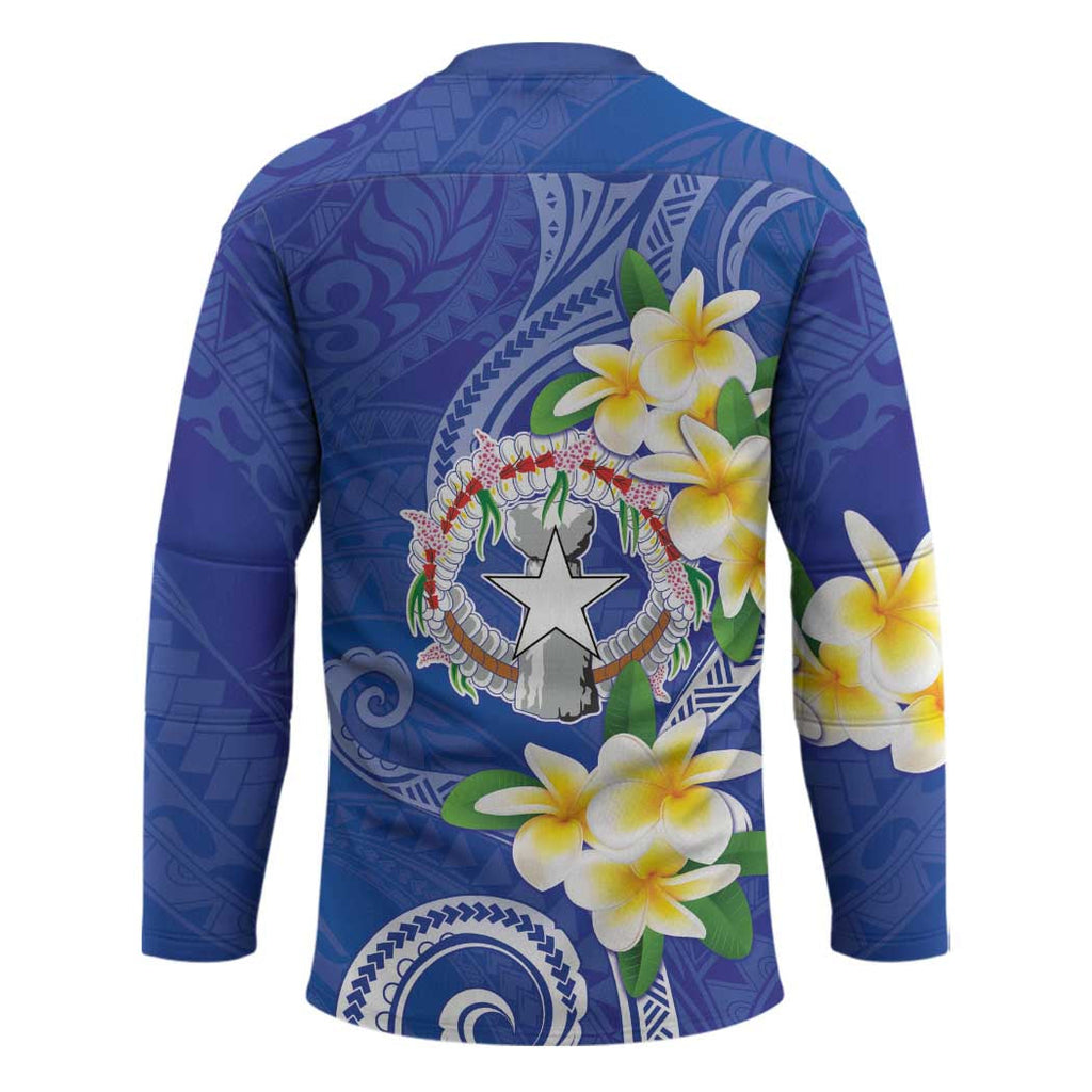 Northern Mariana Islands Chamorro Hockey Jersey Plumeria Curves Style Navy Version LT05