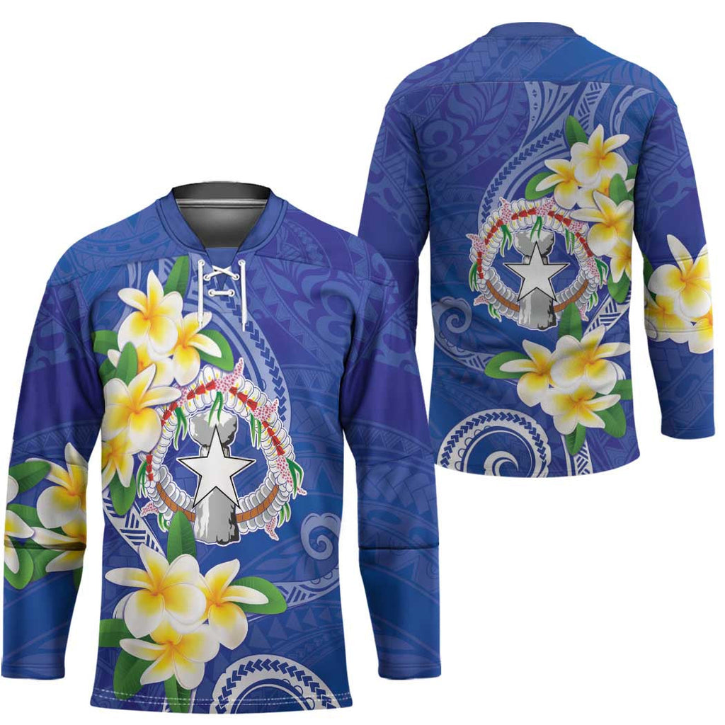 Northern Mariana Islands Chamorro Hockey Jersey Plumeria Curves Style Navy Version LT05