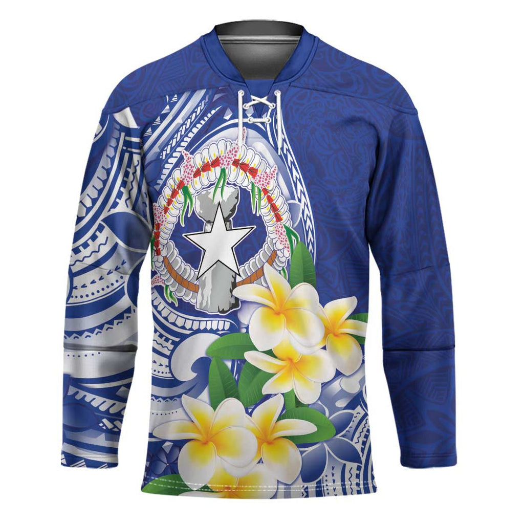 Northern Mariana Islands Hockey Jersey Polynesian Pattern With Frangipani LT05