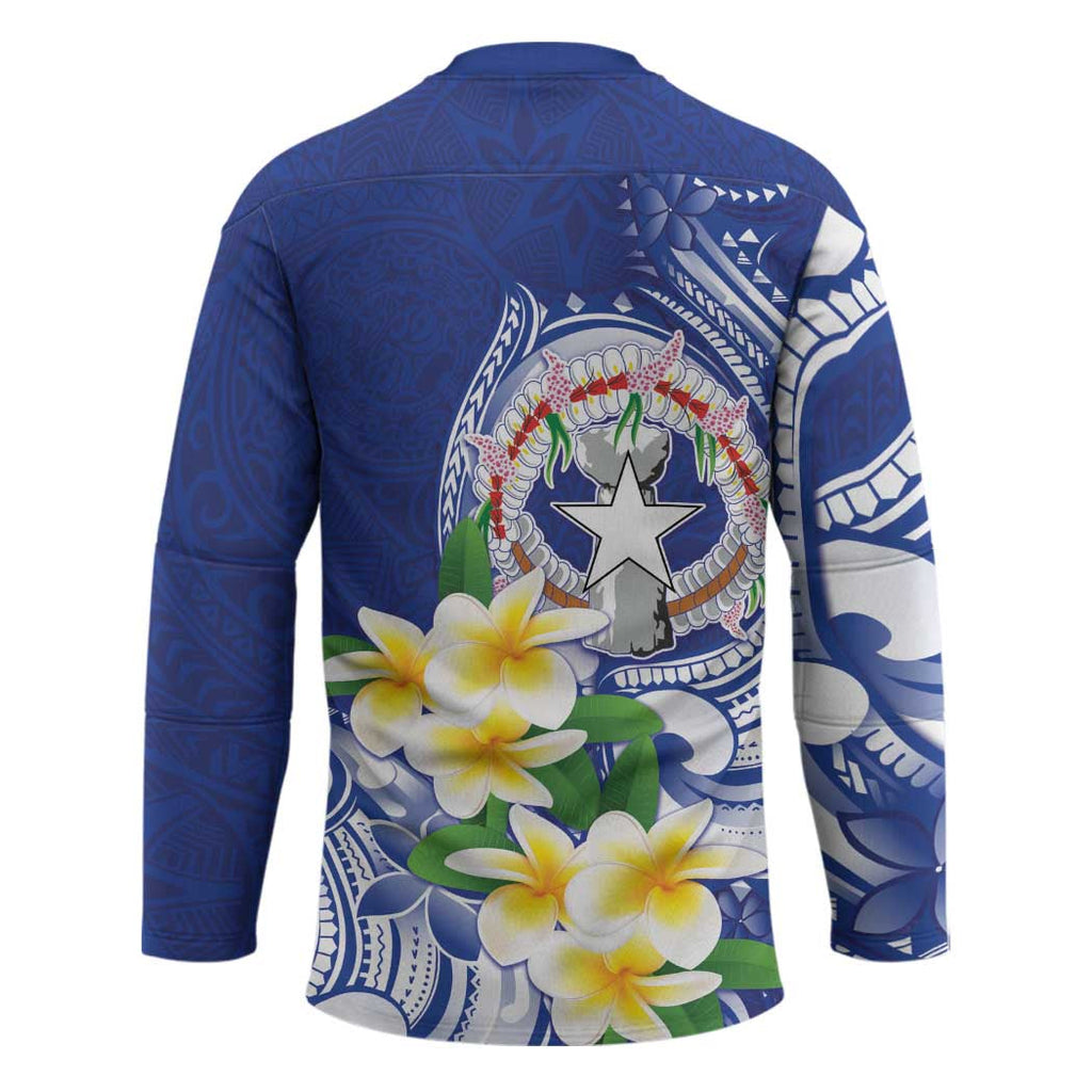 Northern Mariana Islands Hockey Jersey Polynesian Pattern With Frangipani LT05