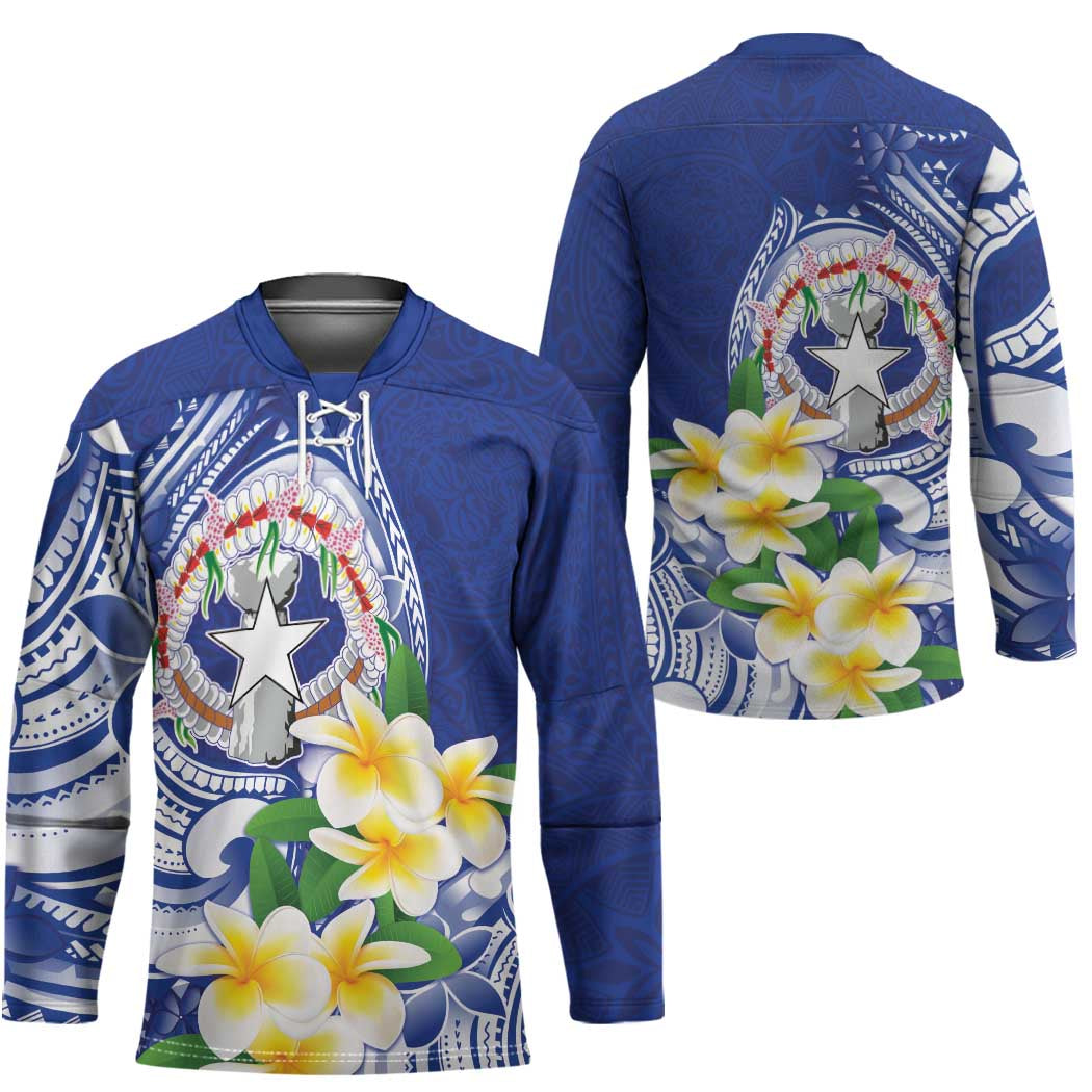 Northern Mariana Islands Hockey Jersey Polynesian Pattern With Frangipani LT05