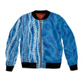 Hawaii Prince Kuhio Bomber Jacket Blue Hawaiian Lau Maia With Leis LT05