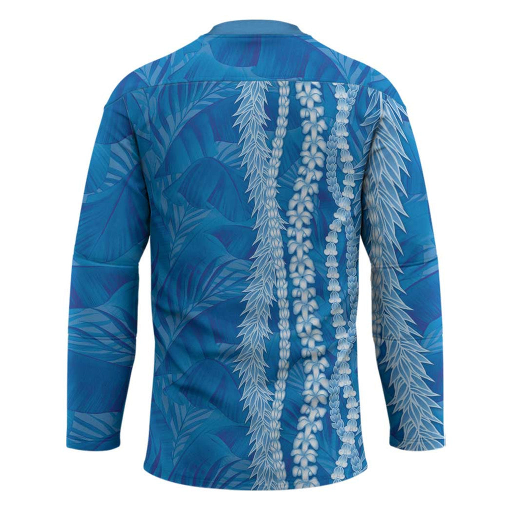 Hawaii Prince Kuhio Hockey Jersey Blue Hawaiian Lau Maia With Leis LT05