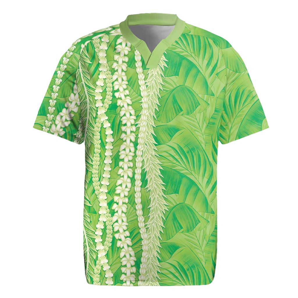 Hawaii Prince Kuhio Rugby Jersey Lime Green Hawaiian Lau Maia With Leis LT05