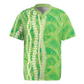 Hawaii Prince Kuhio Rugby Jersey Lime Green Hawaiian Lau Maia With Leis LT05