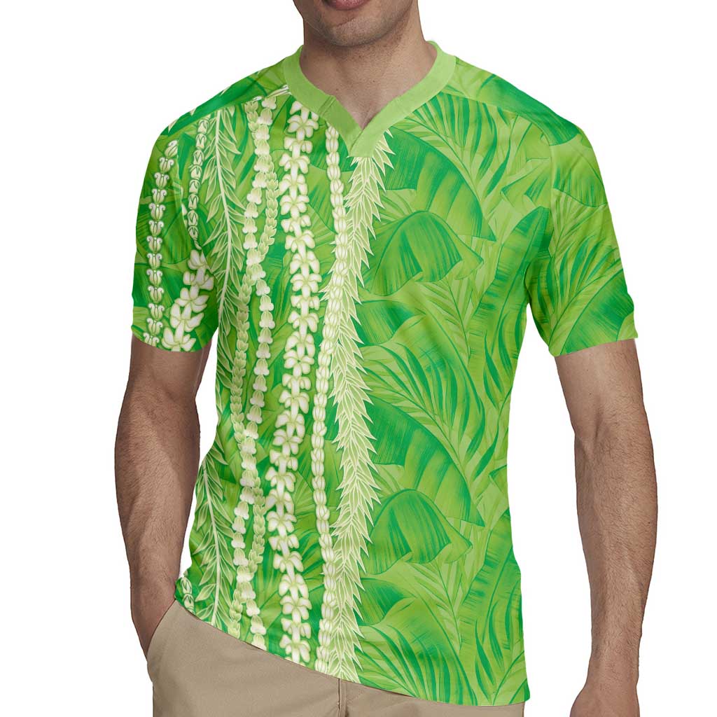 Hawaii Prince Kuhio Rugby Jersey Lime Green Hawaiian Lau Maia With Leis LT05