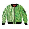 Hawaii Prince Kuhio Sleeve Zip Bomber Jacket Lime Green Hawaiian Lau Maia With Leis LT05