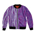 Hawaii Prince Kuhio Bomber Jacket Violet Hawaiian Lau Maia With Leis LT05