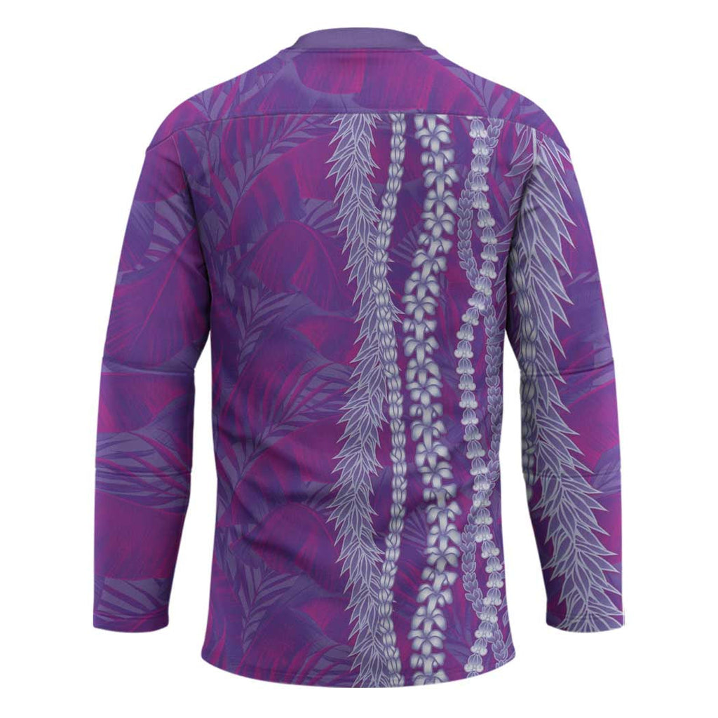 Hawaii Prince Kuhio Hockey Jersey Violet Hawaiian Lau Maia With Leis LT05