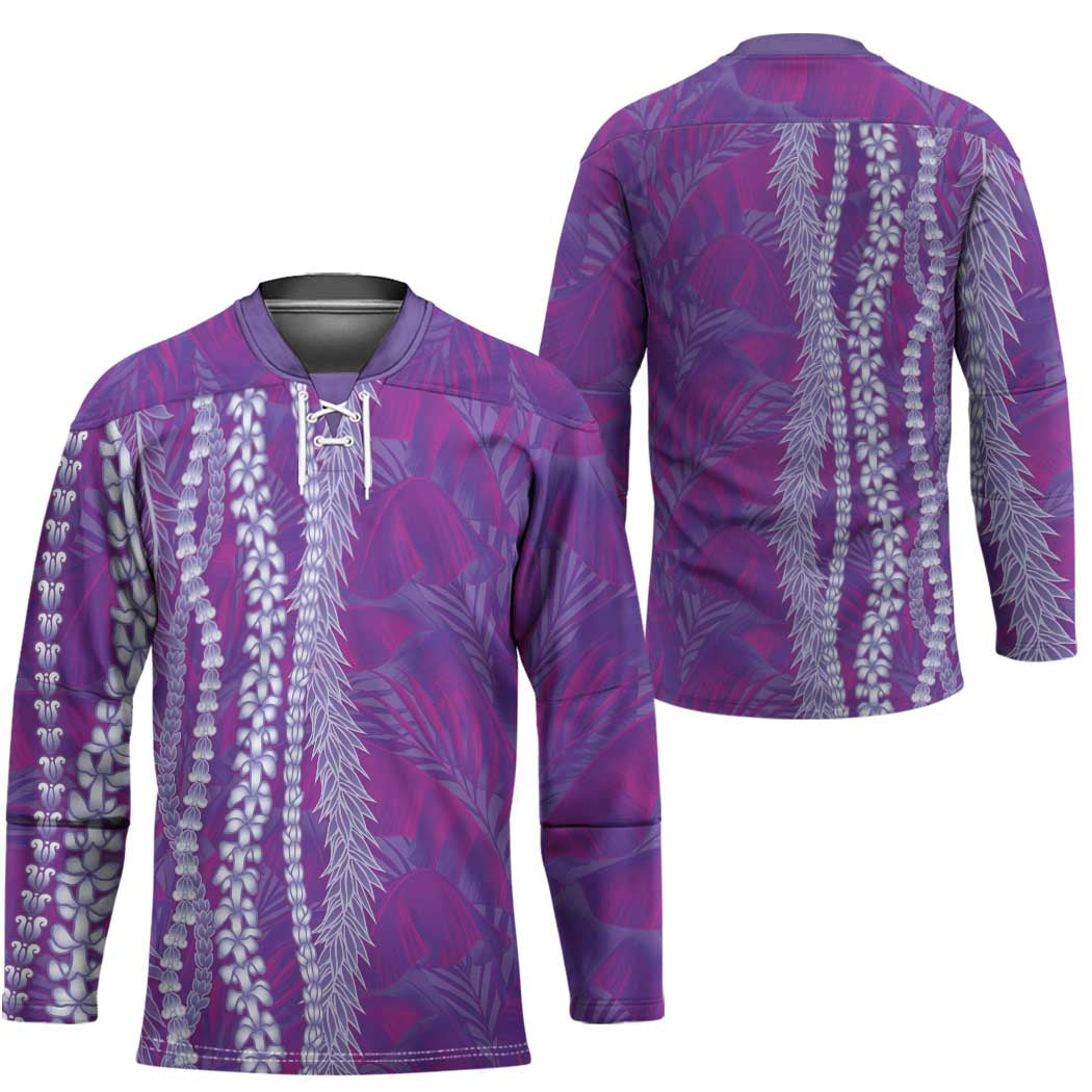 Hawaii Prince Kuhio Hockey Jersey Violet Hawaiian Lau Maia With Leis LT05