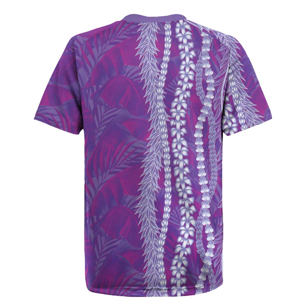 Hawaii Prince Kuhio Rugby Jersey Violet Hawaiian Lau Maia With Leis LT05