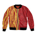Hawaii Prince Kuhio Bomber Jacket Red Hawaiian Lau Maia With Leis LT05