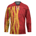 Hawaii Prince Kuhio Hockey Jersey Red Hawaiian Lau Maia With Leis LT05