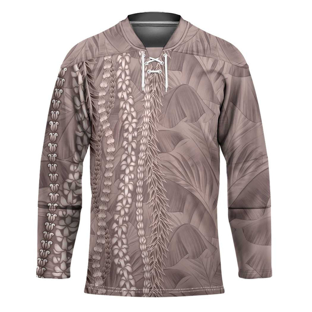 Hawaii Prince Kuhio Hockey Jersey Mocha Hawaiian Lau Maia With Leis LT05