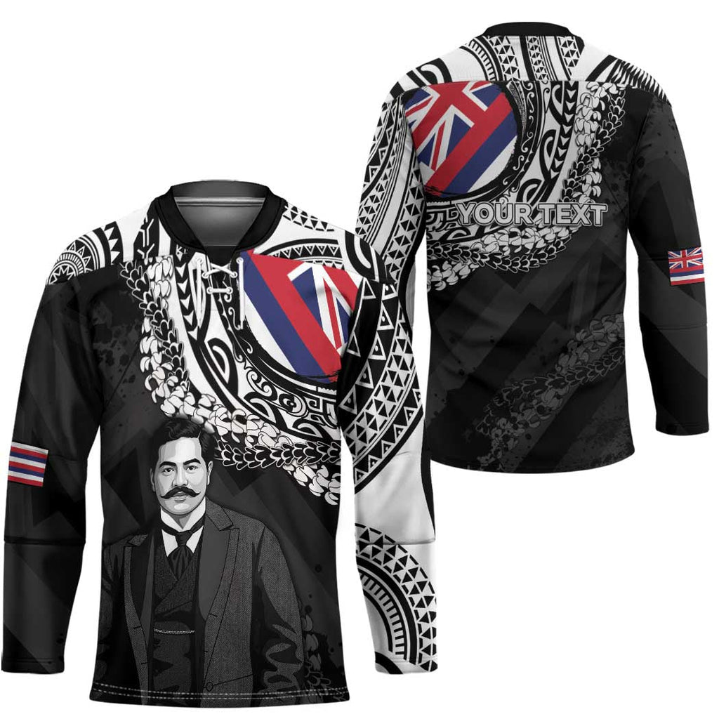 Personalised Hawaii Prince Kuhio Hockey Jersey Hawaiian Maile Lei LT05