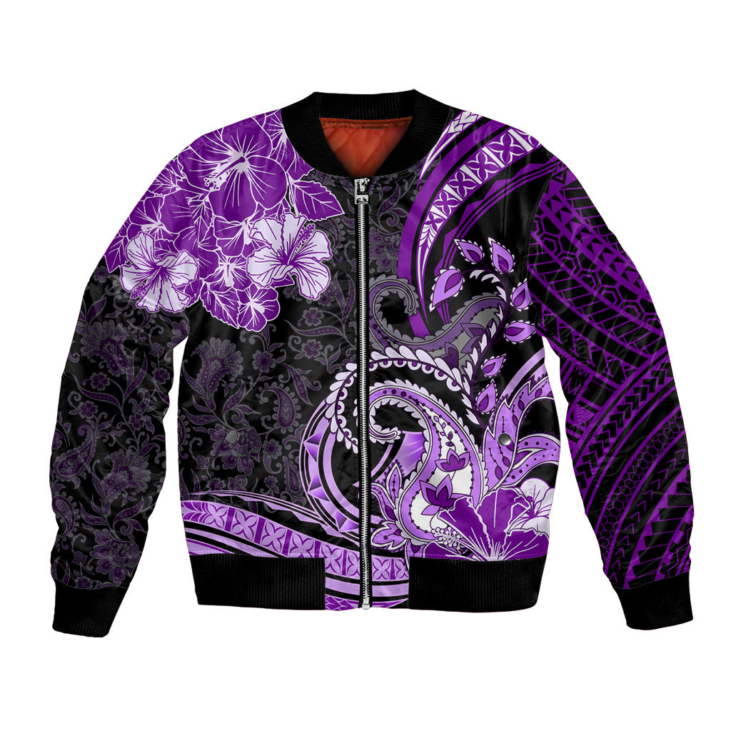 Polynesia Paisley Bomber Jacket Mix Purple Polynesian Pattern LT05