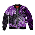 Polynesia Paisley Bomber Jacket Mix Purple Polynesian Pattern LT05