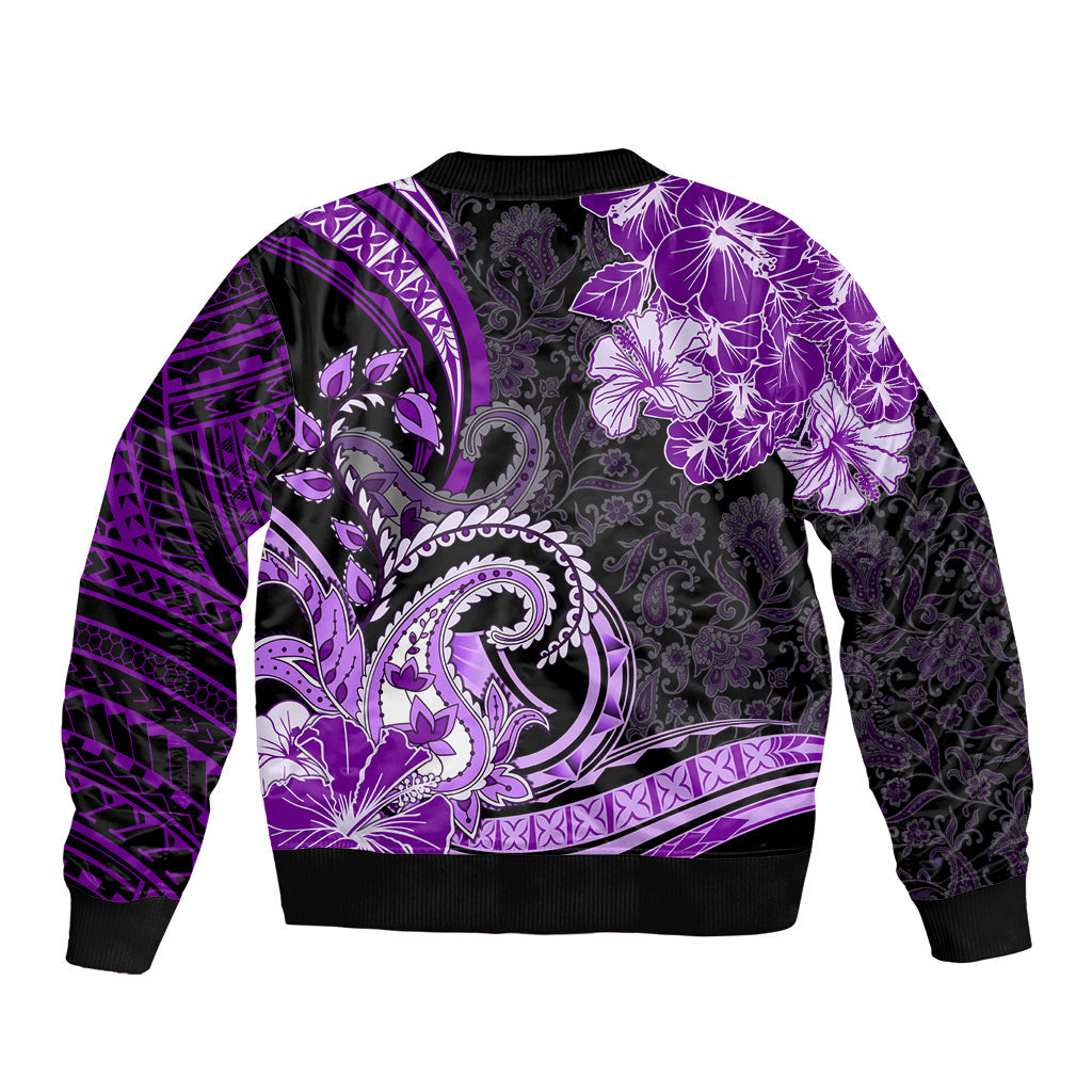 Polynesia Paisley Bomber Jacket Mix Purple Polynesian Pattern LT05