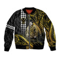 Hawaii Kuhio The Citizen Prince Bomber Jacket Gold Polynesian Tribal Tattoo LT05