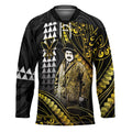 Hawaii Kuhio The Citizen Prince Hockey Jersey Gold Polynesian Tribal Tattoo LT05
