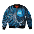 New Zealand Matariki Bomber Jacket Maori Koru With Humpback Whale Blue LT05