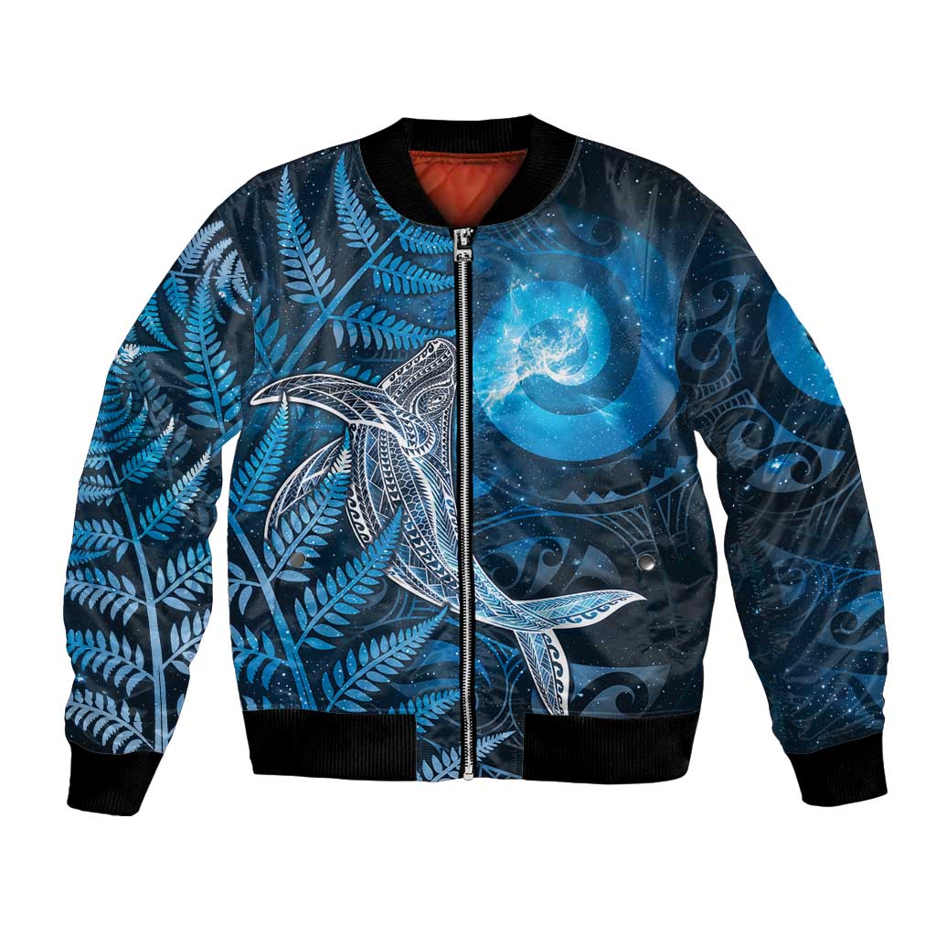 New Zealand Matariki Bomber Jacket Maori Koru With Humpback Whale Blue LT05