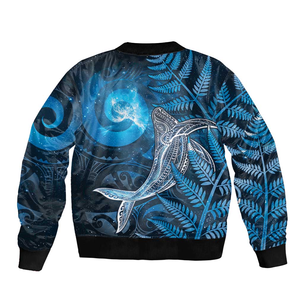 New Zealand Matariki Bomber Jacket Maori Koru With Humpback Whale Blue LT05