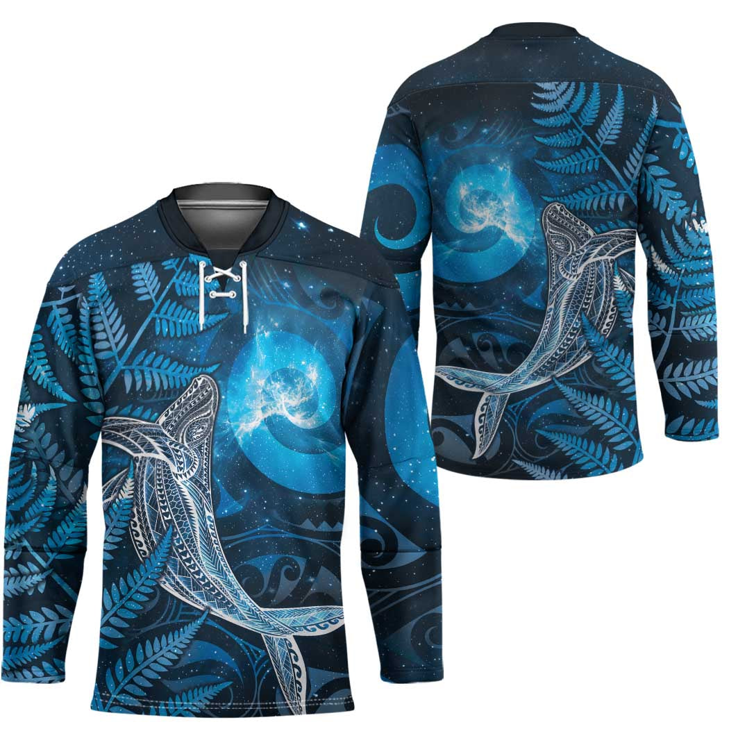 New Zealand Matariki Hockey Jersey Maori Koru With Humpback Whale Blue LT05