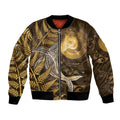 New Zealand Matariki Bomber Jacket Maori Koru With Humpback Whale Gold LT05