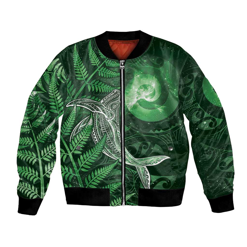 New Zealand Matariki Bomber Jacket Maori Koru With Humpback Whale Green LT05
