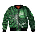 New Zealand Matariki Bomber Jacket Maori Koru With Humpback Whale Green LT05