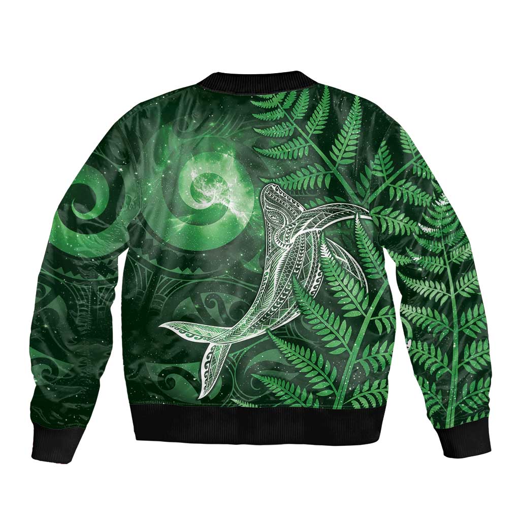 New Zealand Matariki Bomber Jacket Maori Koru With Humpback Whale Green LT05