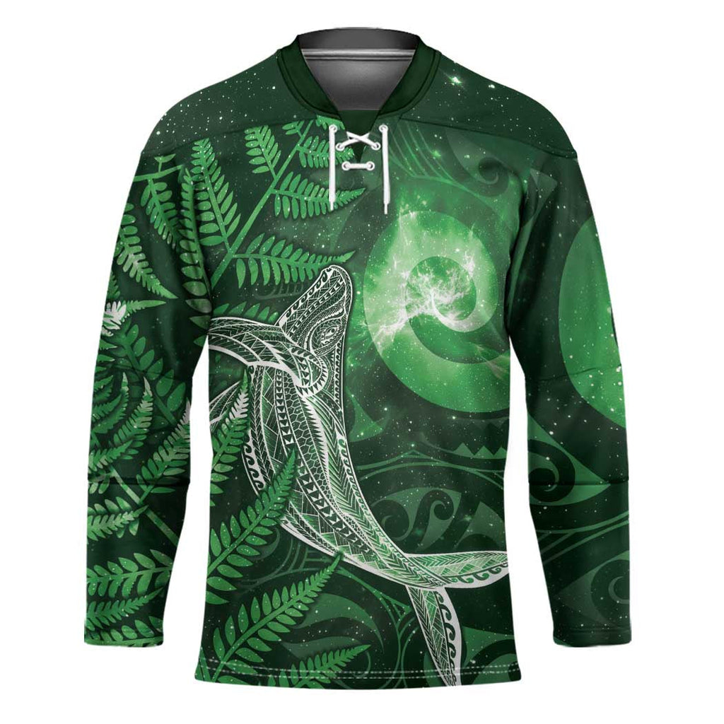 New Zealand Matariki Hockey Jersey Maori Koru With Humpback Whale Green LT05