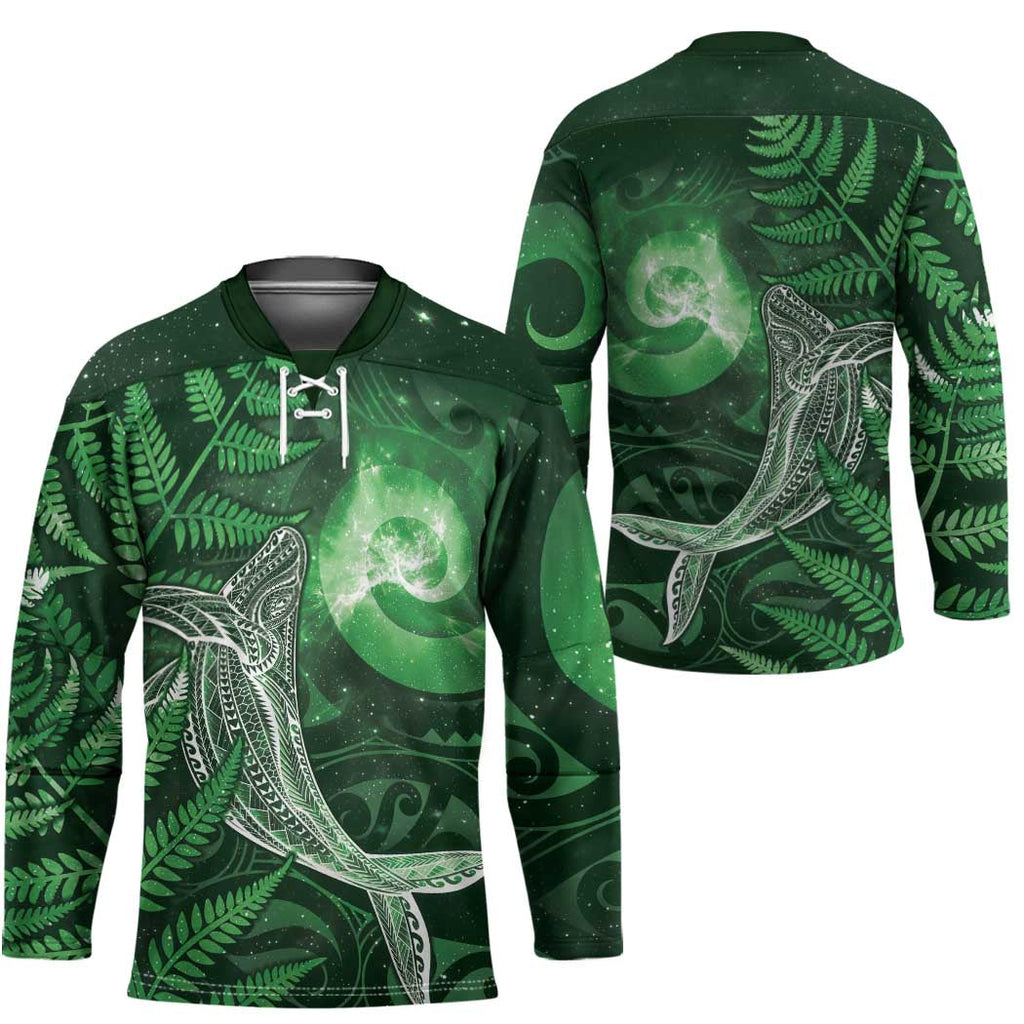 New Zealand Matariki Hockey Jersey Maori Koru With Humpback Whale Green LT05