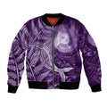 New Zealand Matariki Bomber Jacket Maori Koru With Humpback Whale Purple LT05