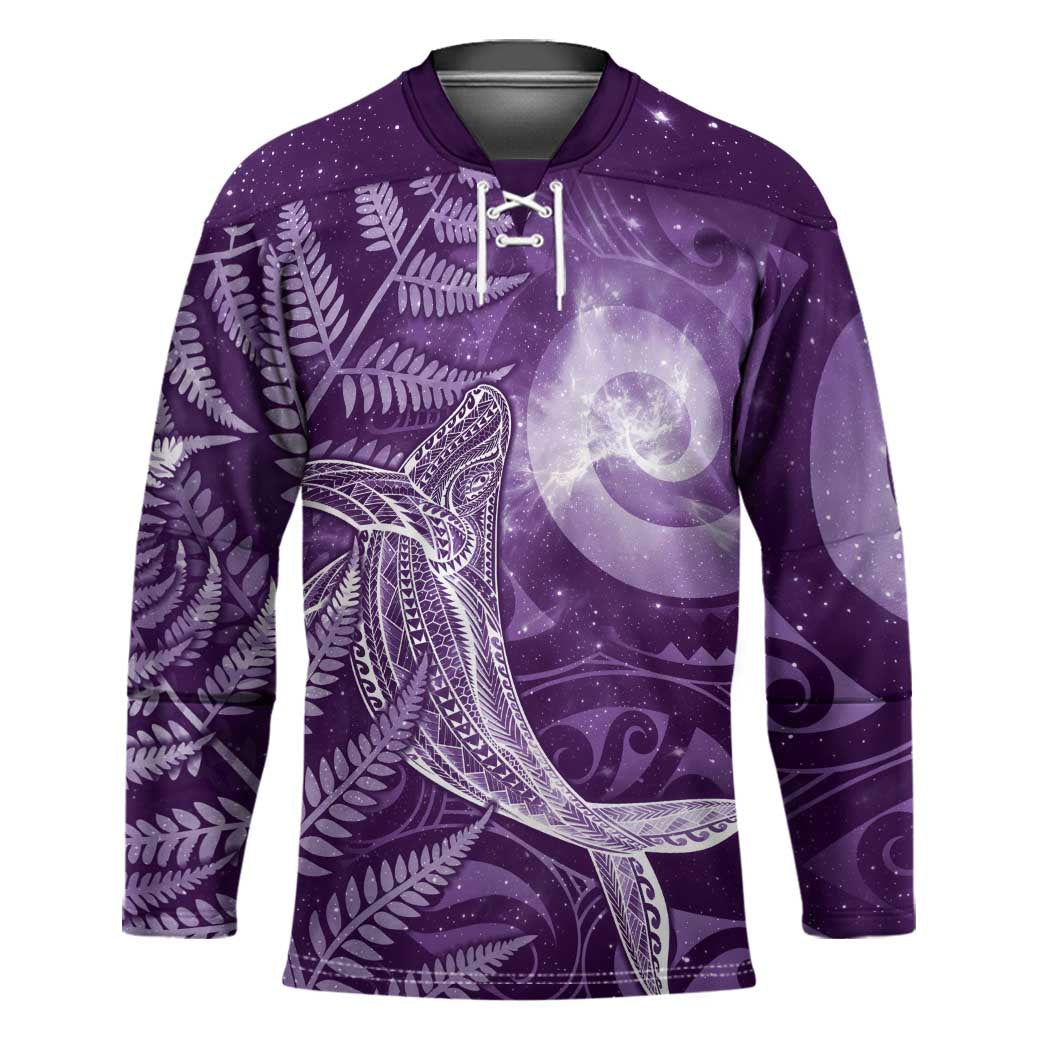 New Zealand Matariki Hockey Jersey Maori Koru With Humpback Whale Purple LT05