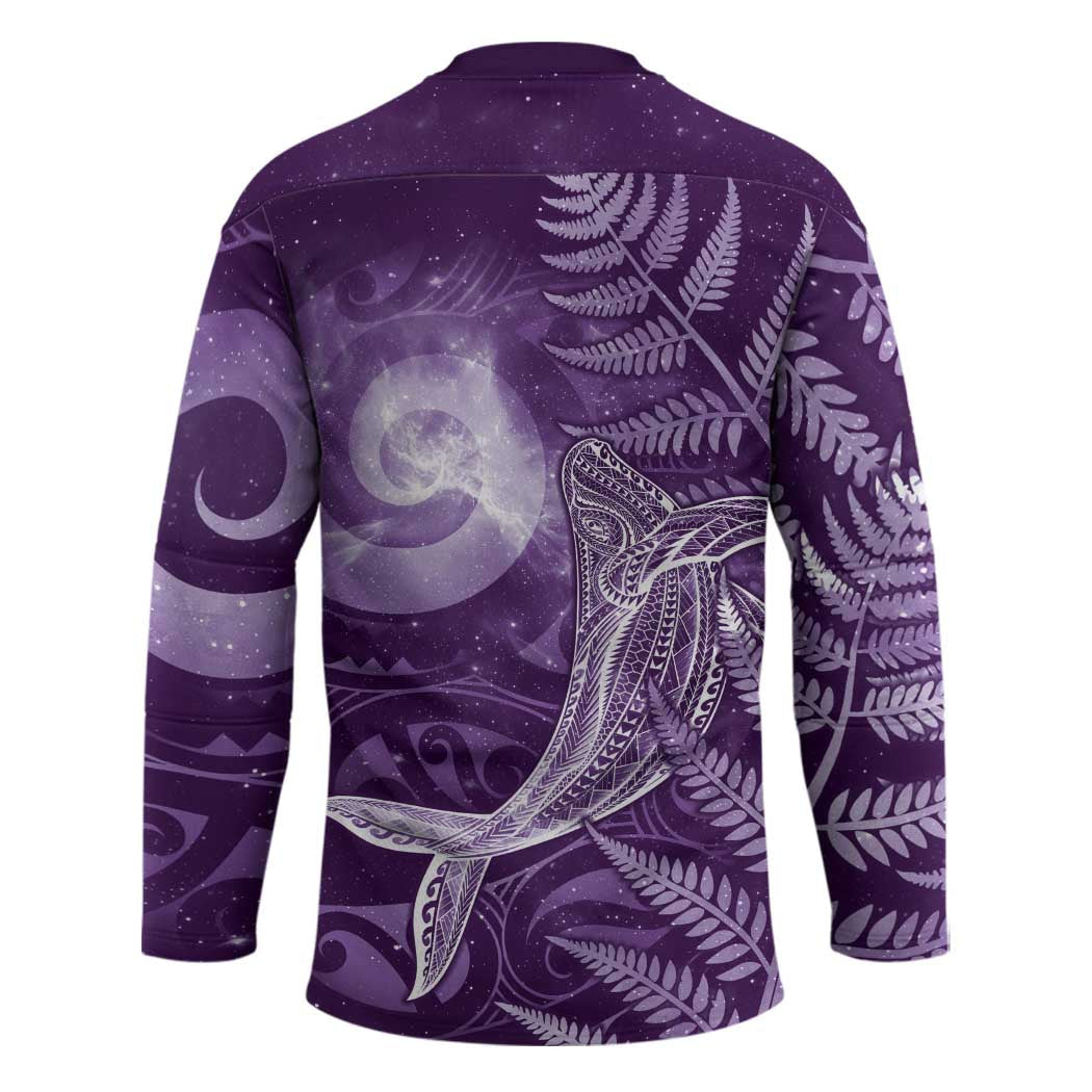 New Zealand Matariki Hockey Jersey Maori Koru With Humpback Whale Purple LT05