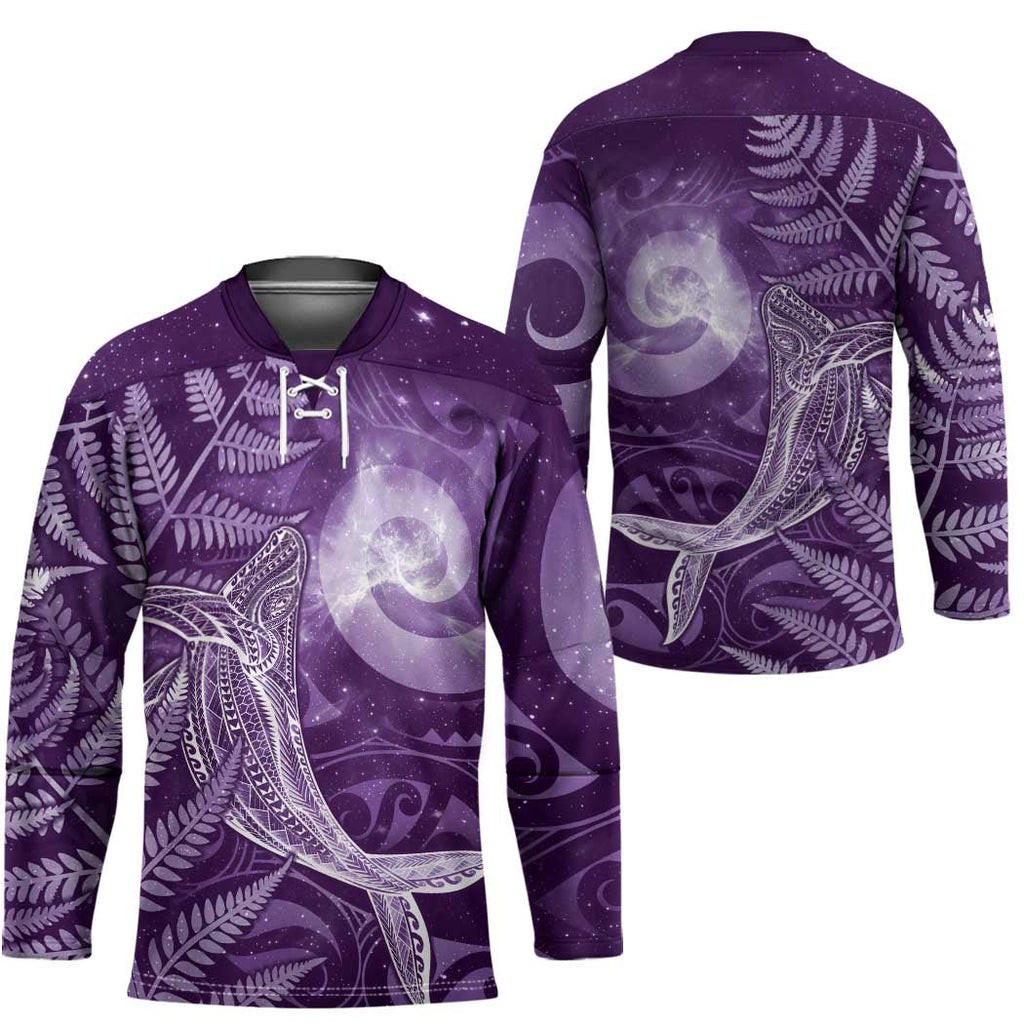 New Zealand Matariki Hockey Jersey Maori Koru With Humpback Whale Purple LT05