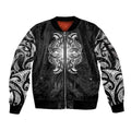 New Zealand Matariki Sleeve Zip Bomber Jacket Maori Moko Black Galaxy LT05