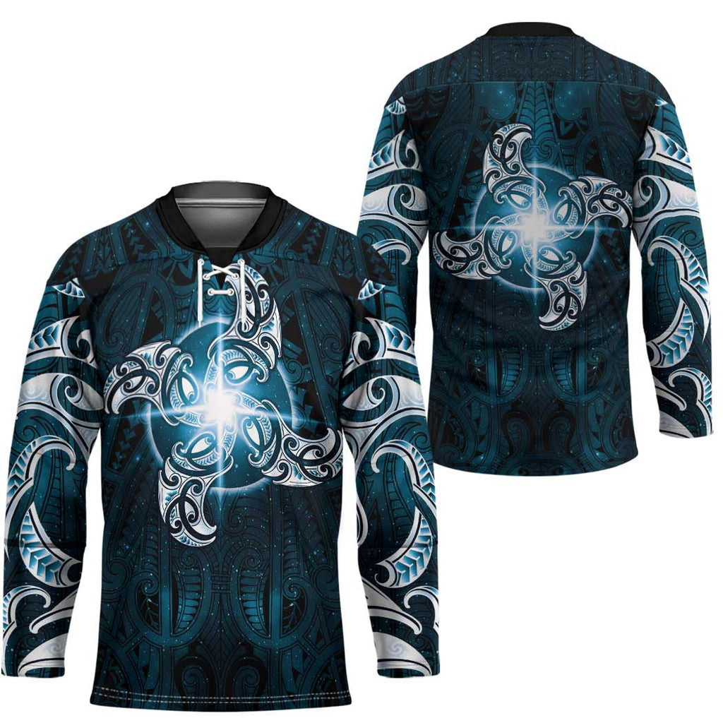 New Zealand Matariki Waita Hockey Jersey Maori Moko Dark Blue Galaxy LT05